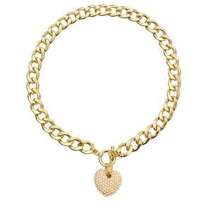 NWT Vera by New York bold chain and faux pearl heart choker